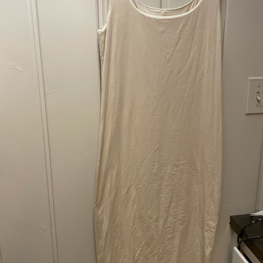 Peruvian Connection Cream Double Layer Knit Dress - image 1